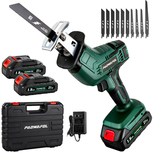 Cordless chainsaw with powerful motor, fast cuts, and easy handling for tree trimming with 2 batteries