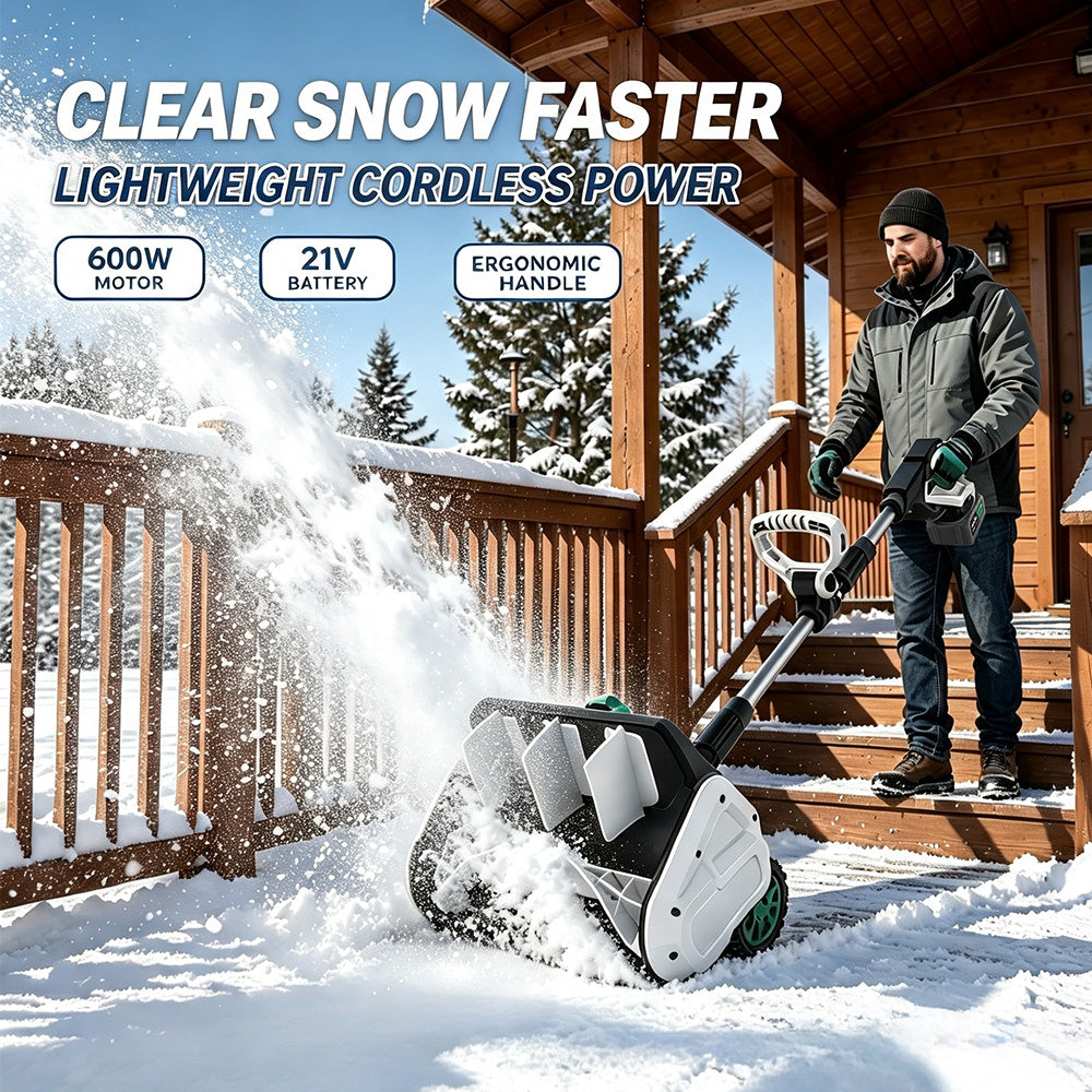 Cordless Snowe Blower 12 INCH Snow Shovel with Directional Plate & Adjustable Front Handle