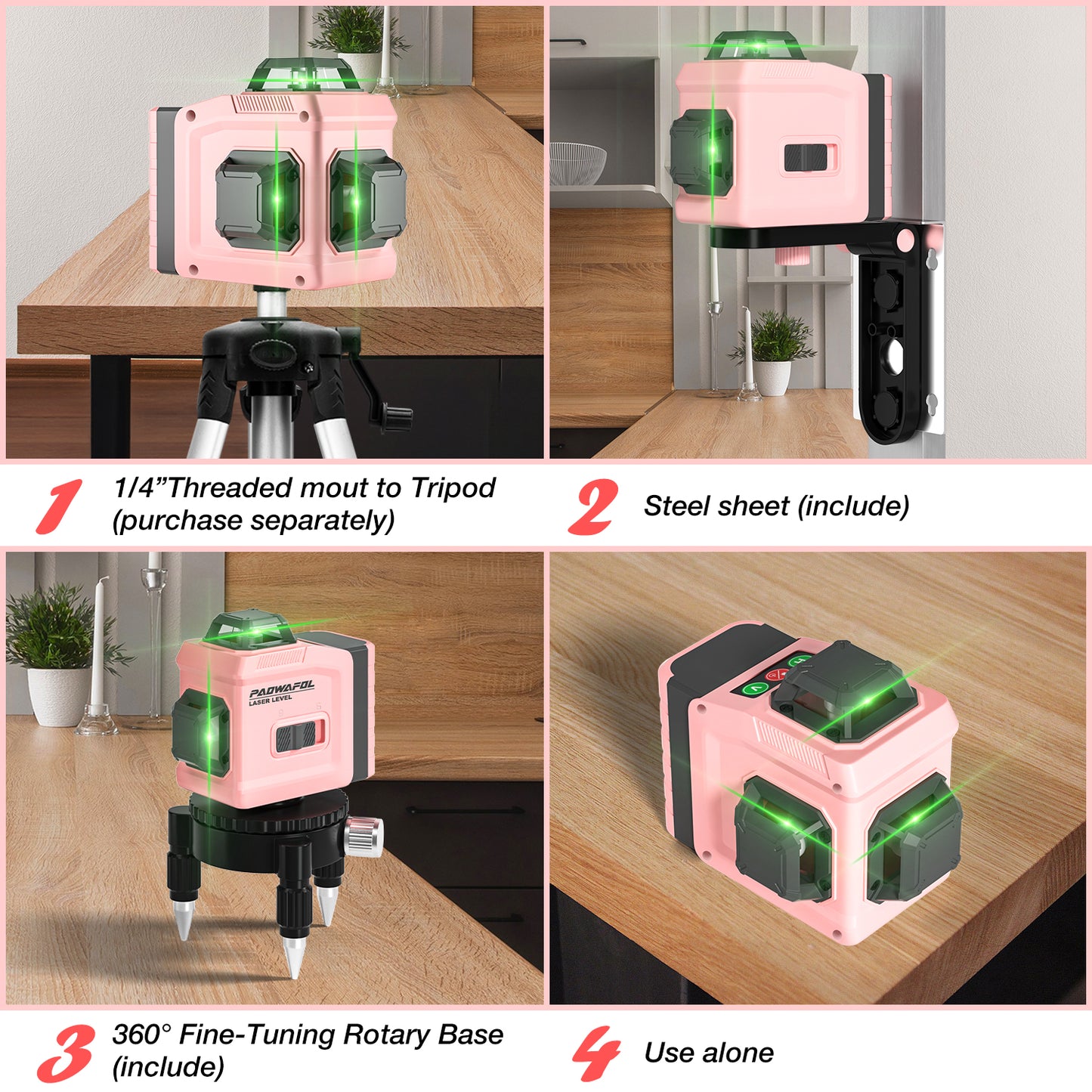 Paowafol 150ft Laser Level 12 Green Lasers