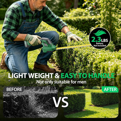 Cordless Hedge Trimmer 20V, 16" Shrub Trimmer & 6" Grass Shears, Electric Hedge Trimmer with 2 PCS Batteries & SK5 Blades for Garden, Bushes, Lawn