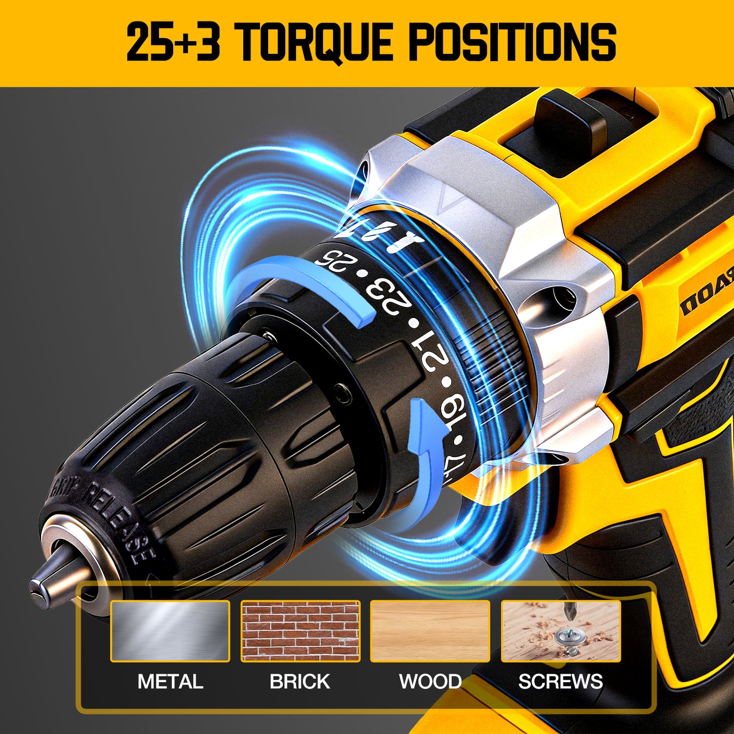 PAOWAFOL 210 Pciece 21V Cordless Drill,All in 1 with 2 battery electric drill,Multi Functional Tool Kit for Men gift,Home,DIY,daily maintenance