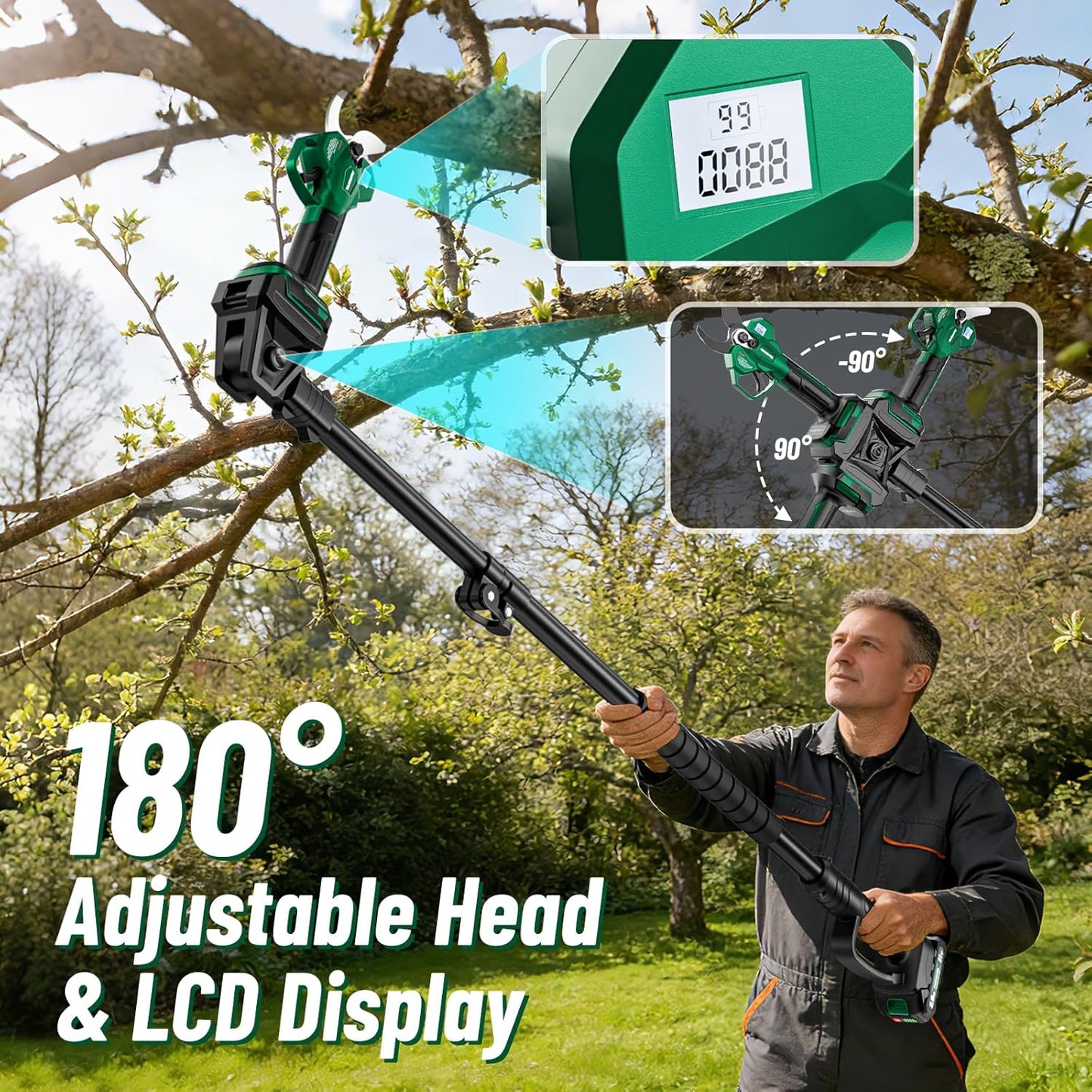 Battery Powered Cordless Pruner Shear with Brushless Motor, Handheld Small Power Pruner Electric 2X Battery Operated Pruner with for Trees Prunning Trimming