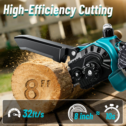 2-in-1 Pole Saws for Tree Trimming, Mini Chainsaw Cordless 6 Inch with 15 FT Max Reach, Electric Pole Saw with 2*21V Batterys Branch Cutter for Tree Trimmer Pole Saw Blue