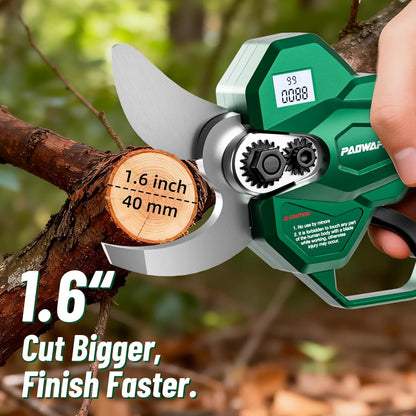 Battery Powered Cordless Pruner Shear with Brushless Motor, Handheld Small Power Pruner Electric 2X Battery Operated Pruner with for Trees Prunning Trimming