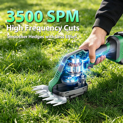 Cordless Hedge Trimmer 20V, 16" Shrub Trimmer & 6" Grass Shears, Electric Hedge Trimmer with 2 PCS Batteries & SK5 Blades for Garden, Bushes, Lawn
