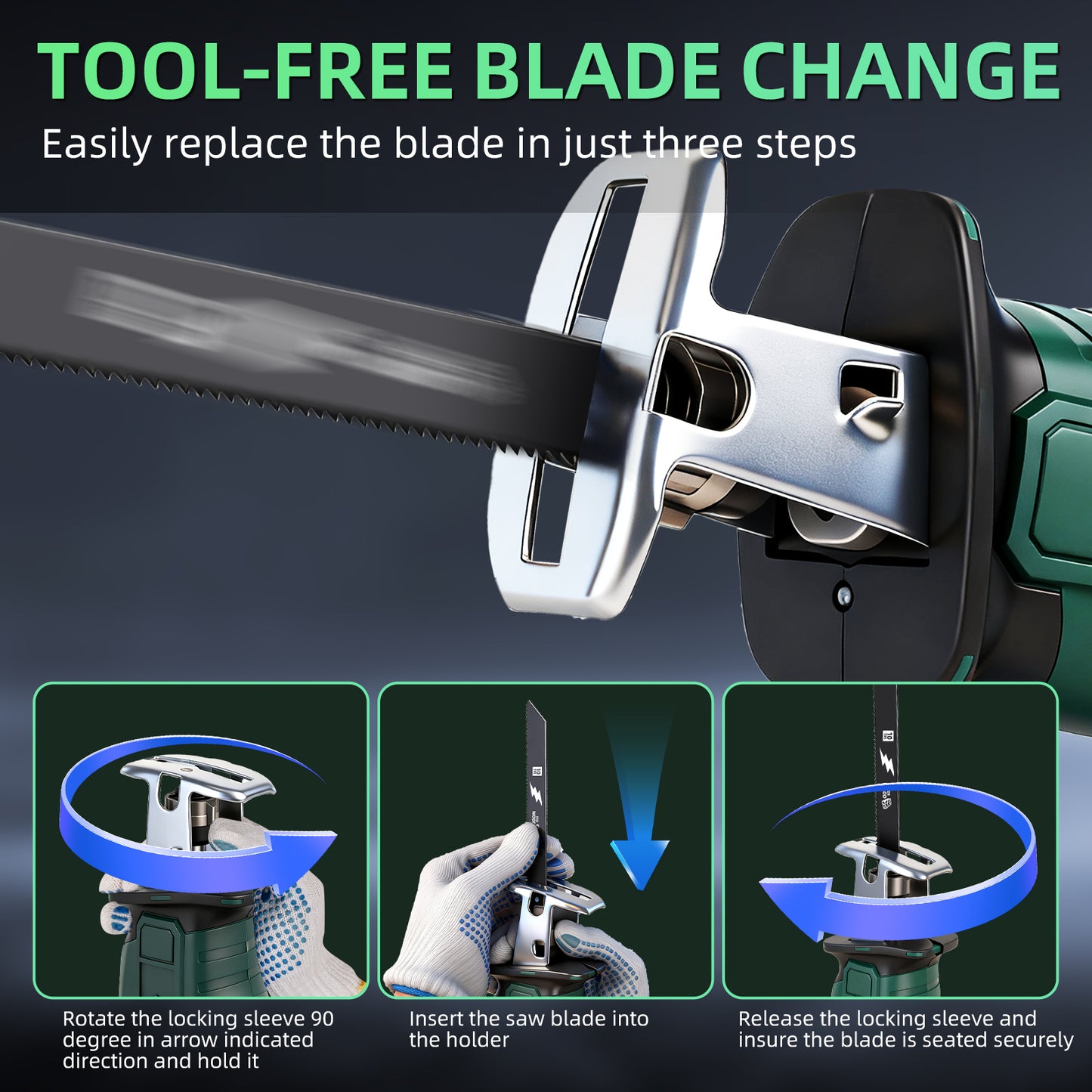 Cordless chainsaw with powerful motor, fast cuts, and easy handling for tree trimming with 2 batteries