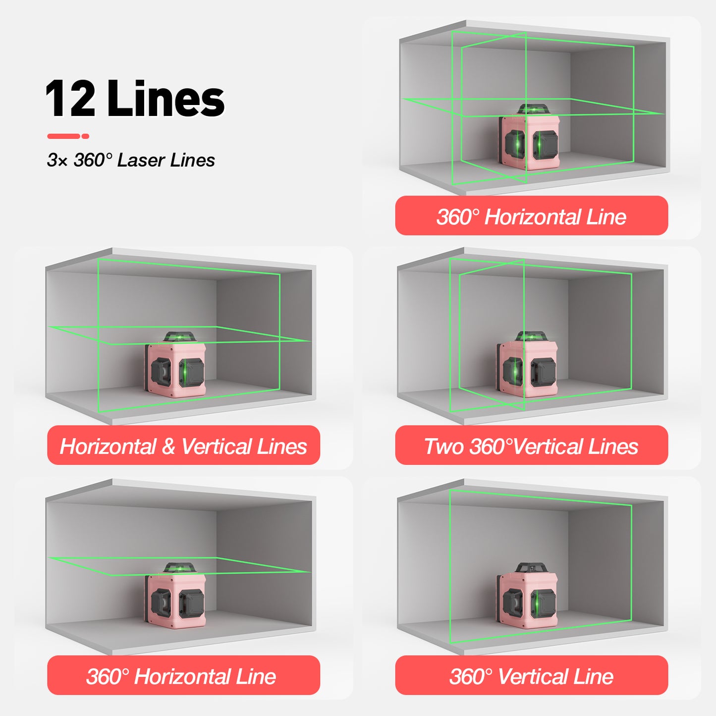 Paowafol 150ft Laser Level 12 Green Lasers