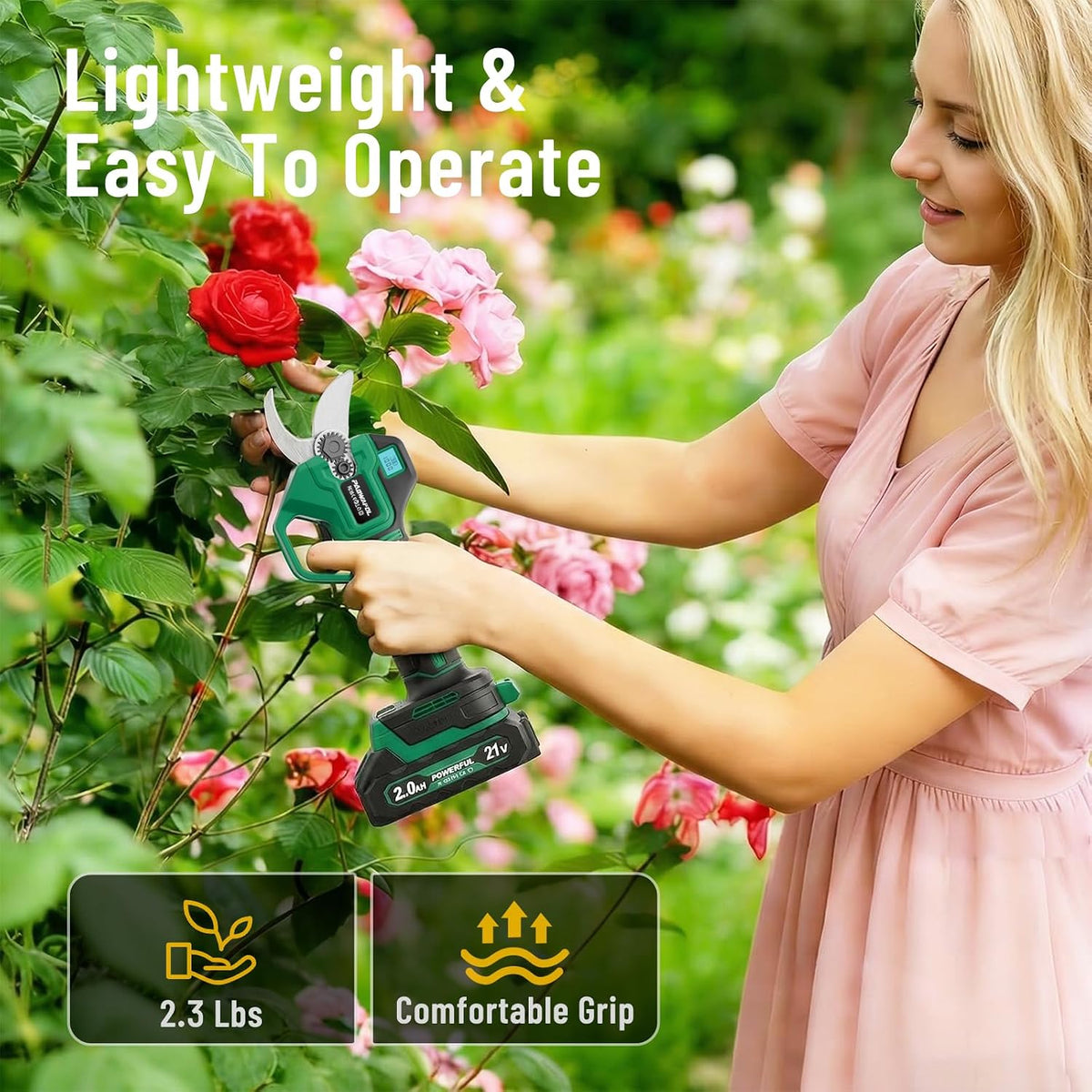 30mm Electric Pruning Shears, Upgraded Cordless Electric Scissors, with Brushless Motor | Dual 2.0Ah Battery | Sk7 Blade | LCD Display for Heavy-Duty Garden, Orchard & Branch Cutter