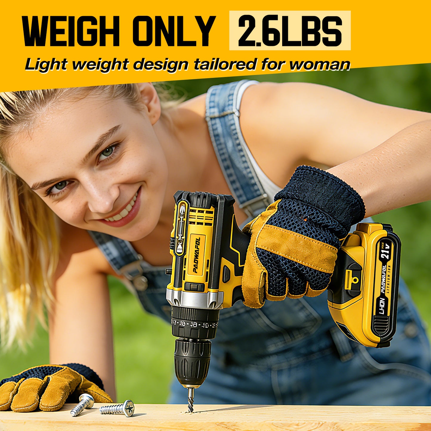 PAOWAFOL 210 Pciece 21V Cordless Drill,All in 1 with 2 battery electric drill,Multi Functional Tool Kit for Men gift,Home,DIY,daily maintenance